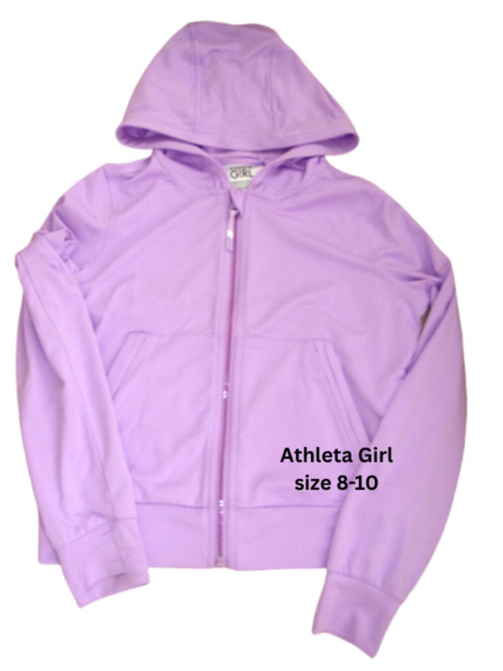 Athleta Girl Purple Hooded Zip Jacket thumbholes pockets size 8-10